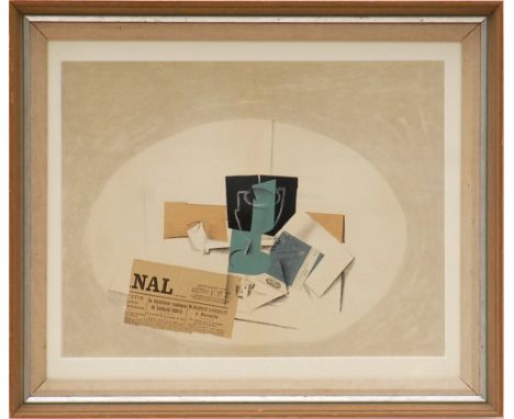 GEORGES BRAQUE 'Cubist composition', lithograph, 1963, printed by Maeght, 35cm x 45cm, framed and glazed.