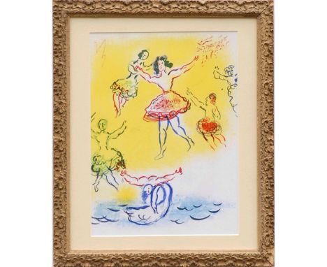 MARC CHAGALL 'Ballet dancer', lithograph in colours, 1957, ref: Andre Sauret, 32cm x 24cm, framed and glazed. 