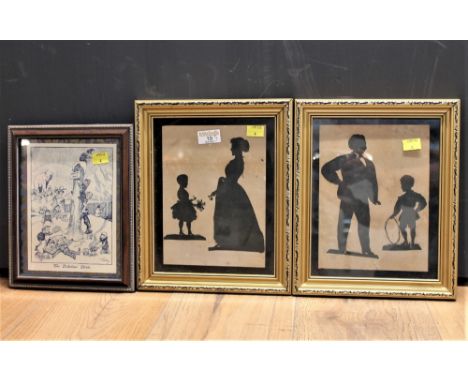 Two silhouette pictures and a print titled The Pickaboos Picnic 