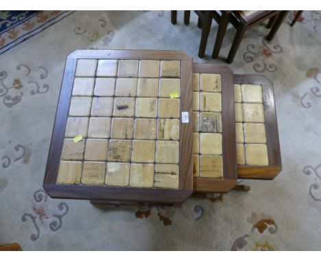 G Plan mid century modern nest of three tile topped tables