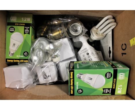 Box of lightbulbs and light fittings