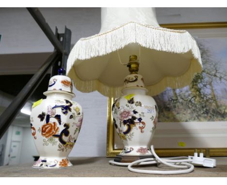 Masons Mandalay lamp with shade and lidded jar