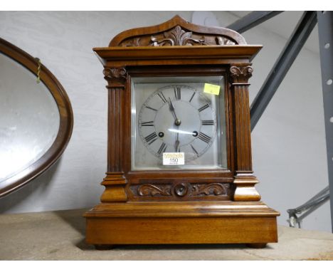 Wooden mantle clock with key, 38 cm high