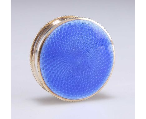A GEORGE V SILVER AND BLUE ENAMEL POWDER BOX by Turner &amp; Simpson Ltd, Birmingham 1926, circular. 4cm diameterThe marks ar