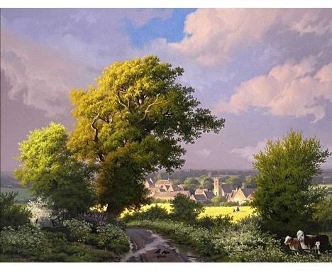 Daniel van der Putten (Dutch, 1960), Changing Light at Cutsdean, Cotswolds, signed l.l., titled verso, oil on panel, 35 by 45