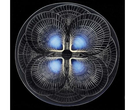 Rene Lalique, a Coquilles opalescent glass plate, model 3009, designed circa 1924, engraved mark R Lalique, France, 29.7cm di