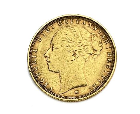 Victoria, Sovereign, 1885M, no BP clearly visible. S3857A 