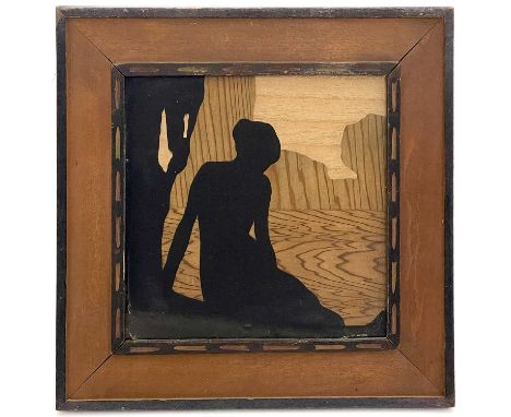 William Arthur Chase (British, 1878-1944), Repose, titled on Rowley Gallery label verso, specimen wood marquetry plaque, 15 b