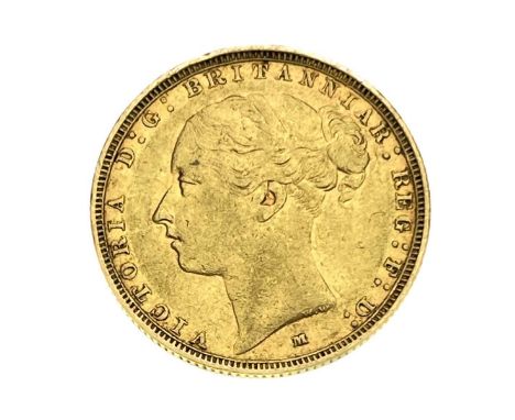 Victoria, Sovereign, 1885M, no BP clearly visible. S3857A 