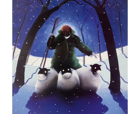 Mackenzie Thorpe (British, 1956), 'Winter Romance', signed l.r., titled l.c., Washington Green blind stamp l.l., colour litho