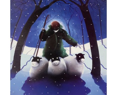 Mackenzie Thorpe (British, 1956), 'Winter Romance', signed l.r., titled l.c., Washington Green blind stamp l.l., colour litho