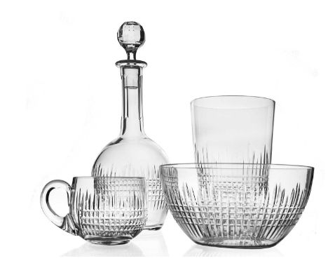 Baccarat, an extensive Nancy cut glass wine service, designed circa 1909, including ten punch cups, eight port glasses, decan