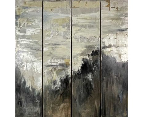 Maria Luisa Hernandez (Chilean, 1966), Silver Light, a set of four, all signed and titled verso, oil on canvas, 210 by 50cm e