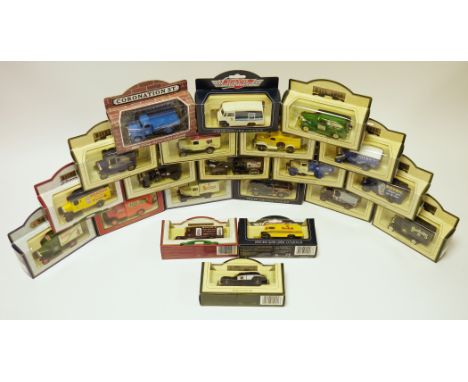 Lledo Days Gone die cast model vehicles, to include 1926 Bull Nose Morris van 50014, 1928 Chevrolet box van Bushell's tea 510