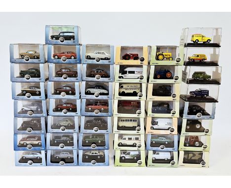 Collection of cased Oxford diecast vehicles, 1:76 scale, including 26 railway scale vehicles, 24 Oxford Automobile Company ca