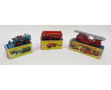Three boxed Matchbox King Size diecast model cars to include K-1 8-Wheel Tipper Truck, K-10 Aveling-Barford Tractor Shovel an