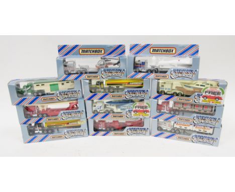 Eleven boxed&nbsp;Matchbox Convoy diecast models&nbsp;(eight with top flap removed) to include CY 7 Peterbilt Petrol Tanker, 