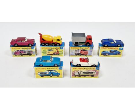 Six boxed Matchbox Superfast diecast model cars&nbsp;to include No.5 Lotus Europa, No.21 Foden Concrete Truck, No.24 Rolls Ro