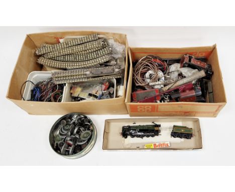 Two boxes of model railway 0 and 00 gauge spares and repairs