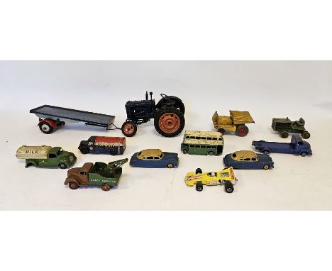 Quantity of playworn Dinky and other diecast model vehicles to include Dinky Toys 2 X Hudson Sedan, Dinky Service Commer, Sup