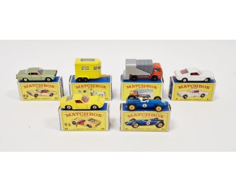 Six boxed Matchbox Series diecast model cars&nbsp;to include No.7 Ford Refuse Truck, No.8 Ford Mustang, No.33 Lamborghini Miu