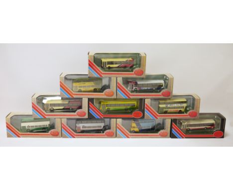 One box of Exclusive First Editions die-cast 1:76 scale model vehicles, boxed, including: GM Standard Fleetline Grey Green, D