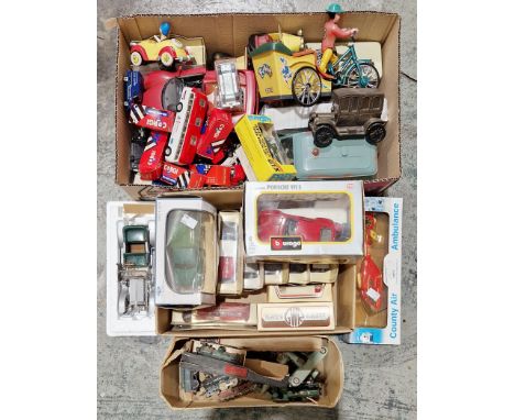 Boxed Franklin Mint 'The silver ghost' Rolls Royce together with a collection of other boxed and loose model vehicles, includ
