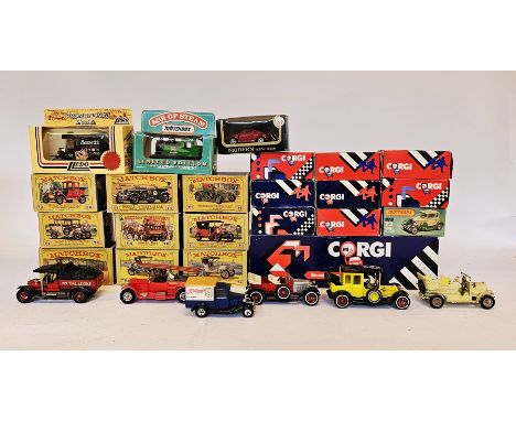 Nine boxed diecast Matchbox 'Models of Yesteryear' including Y-2 1911 Renault, Y-12 horse bus, Y-5 1929 Bentley, Y-12 1909 Th