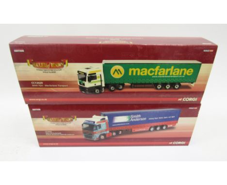 Two boxed Corgi diecast model Haulers of Renown to include CC14010 Volvo FH Curtainside Pollock (Scotrans) Ltd/Smith Anderson