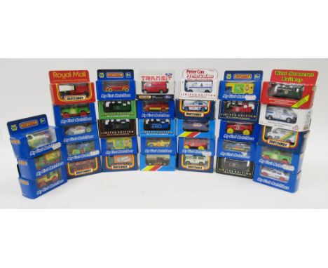 Collection of boxed Matchbox diecast vehicles including 16 x 'My First Matchbox' LL-111, 5 x limited edition MB43 'Age of Ste
