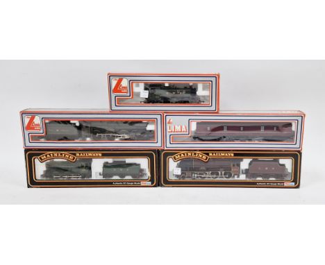 Lima boxed 00 gauge model railway including Lima 205103 MWG engine and tender, Lima 205117 MWG engine and Lima 305657W carria