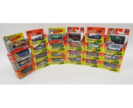 Collection of boxed Matchbox diecast vehicles including 10 x 'Superfast' racing cars including 24 Rhino, 37 Nissan 300ZX, 39 