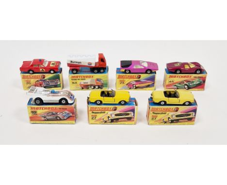 Seven boxed Matchbox Superfast diecast model cars&nbsp;to include 2 X No.27 Mercedes 230 SL, No.45 Ford Group 6, No.56 Hi-Tai