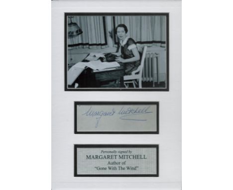 Margaret Mitchell 11x8 inch overall mounted signature piece includes signed album page , vintage black and white photo and na