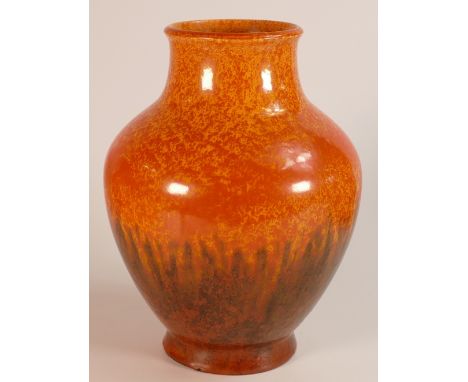 Royal Lancastrian Baluster Vase with Mottled Orange and Brown Glaze. Impressed numbers to base 3013. Height: 23m