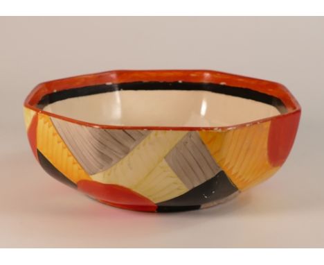 Susie Cooper for Grays Pottery, Octagonal Bowl decorated in Vivid Geometric Patterns. Diameter: 18cm