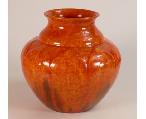 Royal Lancastrian Baluster Vase with Mottled Orange and Brown Glaze. Impressed numbers to base 2832. Height: 17cm