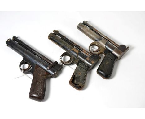 PURCHASER MUST BE 18 YEARS OR OVER A Webley Senior .177 Calibre Air Pistol, numbered 246, blued finish and chequered bakelite