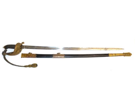 A Very Scarce Master-at-Arms Naval Sword, the 79.5cm single edge fullered steel blade by Stumbles & Son, 43, Fore Street, Dev