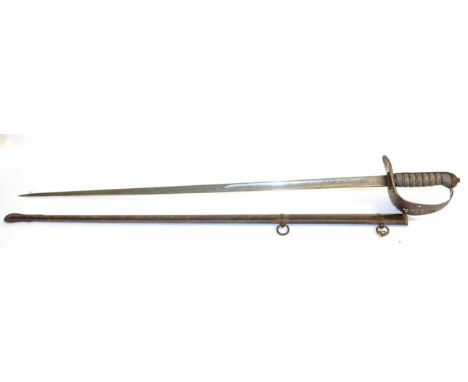 A George V 1897 Pattern Infantry Officer's Sword, the 82.3 cm etched blade with single fuller, by Sanderson Bros., the nickel