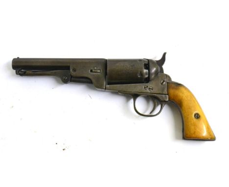 A Colt Style Five Shot Single Action Percussion Revolver by Lepage a Liege, the 12cm octagonal steel barrel stamped with make