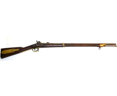 A Model 1841 Percussion Rifle by Robbins and Lawrence of Windsor, Vermont, the 84cm steel barrel with hinged leaf rear sight,
