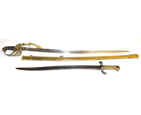 A Copy of a Victorian 1822 Pattern General Officer's Sword, with brass gothic hilt pierced and cast with crowned crossed swor