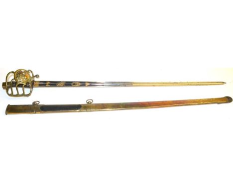 A Copy of a French ''Imperial Officer a Cheval Garde Grenadier'' Sword, with 95cm single edge double fullered steel blade, ha