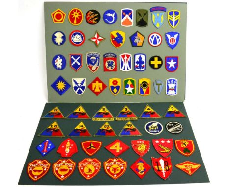 A Collection of One Hundred and Seventeen US Army Embroidered Cloth Patches, mainly Second World War, and including 1st, 2nd,