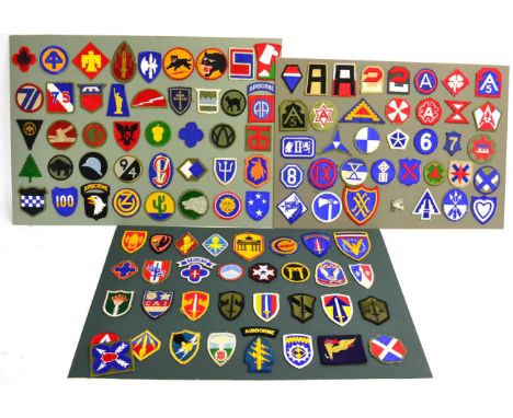 A Collection of One Hundred and Eleven US Army Embroidered Cloth Patches, mainly Second World War, and including Corps, Infan