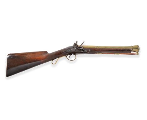 An Early 19th Century Flintlock Blunderbuss by Tarver, the 36cm brass two stage barrel octagonal at the breech, the underside