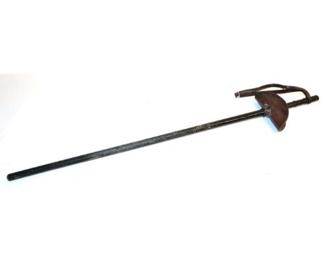 An Early 20th Century Constabulary Sabre Truncheon, constructed of wood bound with twine, now painted black, the leather guar