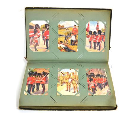 An Album of One Hundred and Ninety Three Military Related Postcards, depicting regiments of the British Army, colour printed,