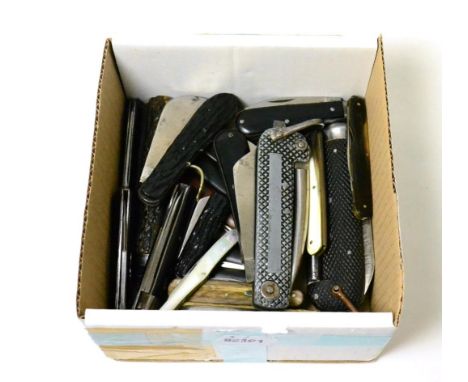 A Collection of Twenty Four Folding Pocket Knives by Joseph Rodgers, No.6, Norfolk Street, Sheffield, with antler, horn and m